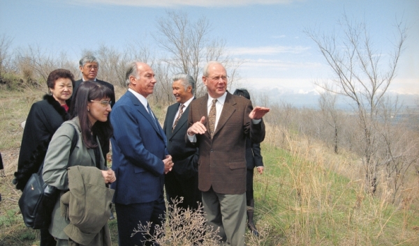 Hazar Imam visits Tekeli for potential sites for Uviversity of Central Asia